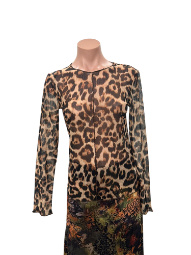 Y2K Leopard Mesh Top