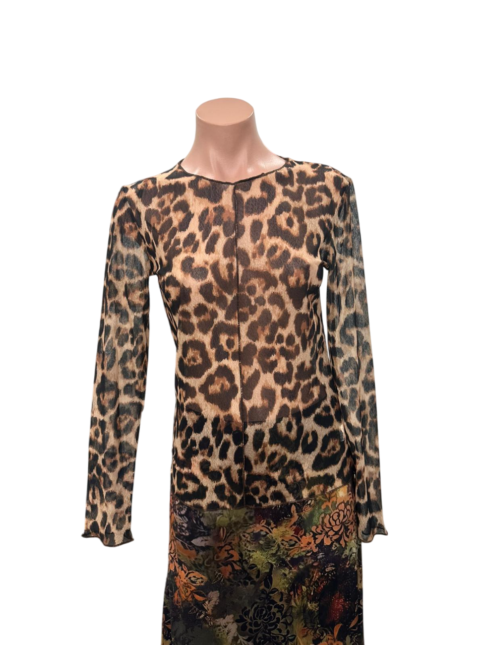 Y2K Leopard Mesh Top