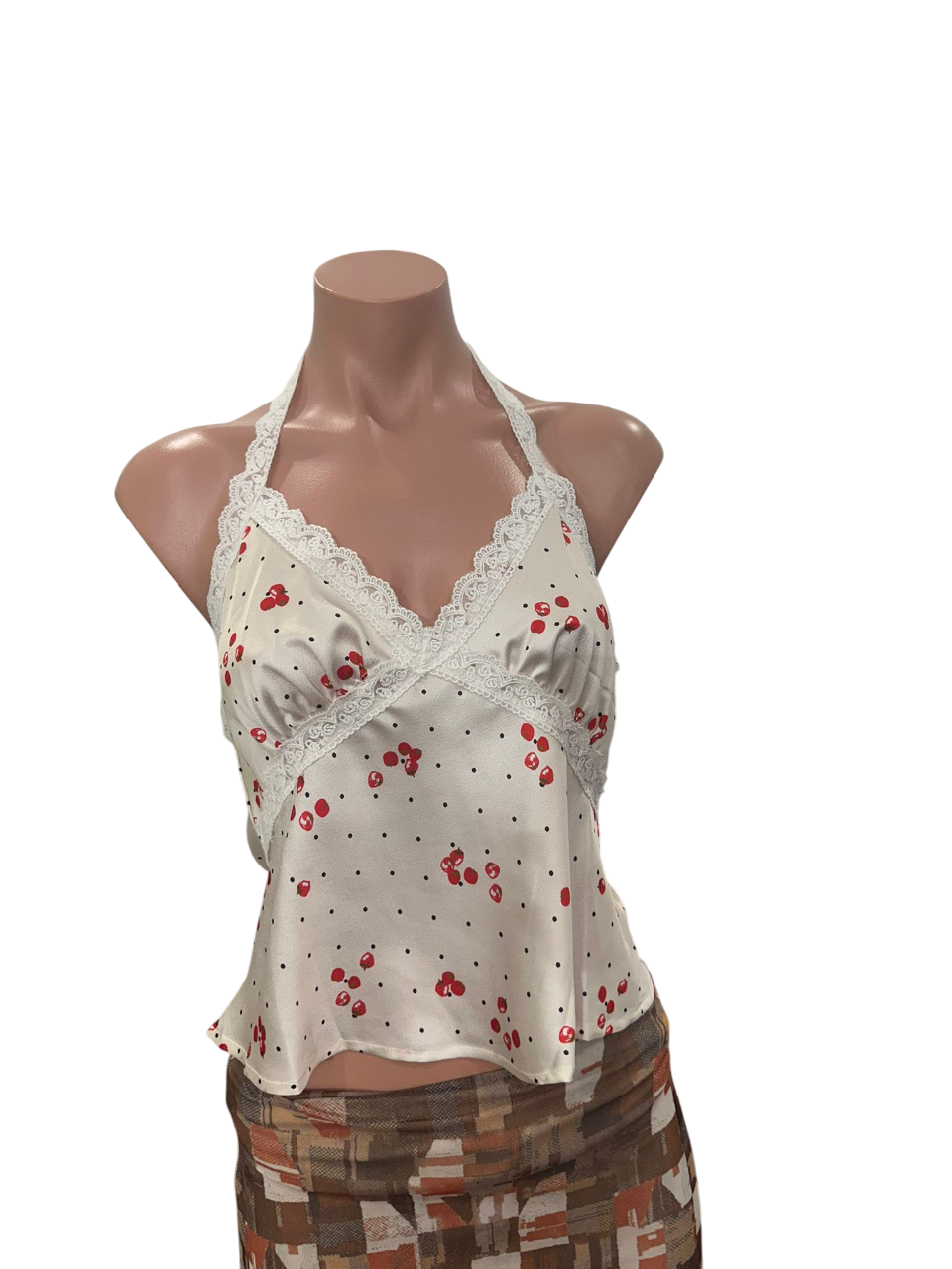 Cherry Halter Satin Top