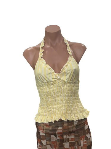 Y2K Yellow Halter Scrunchie Top