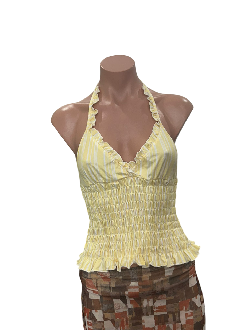 Y2K Yellow Halter Scrunchie Top