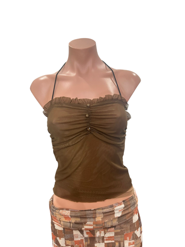 Brown Pearl Mesh Top