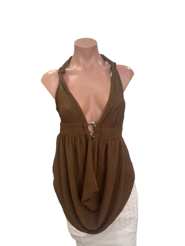 Deep V Brown Top