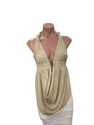 Deep V Beige Top