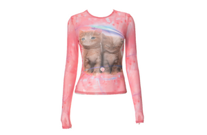 Y2K Cat Mesh Top