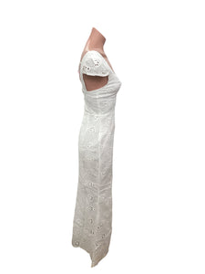 Crochet Lace Midi Dress White