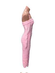Pink Ruffle Midi Dress