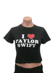 I Love Taylor Swift Crop Tee Black