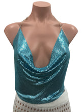 Load image into Gallery viewer, Sky Blue Chain Crop Top