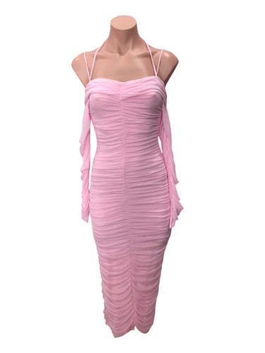 Pink Ruffle Midi Dress