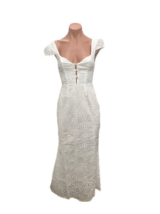 Crochet Lace Midi Dress White
