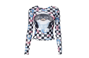 Y2K Penguin Mesh Top