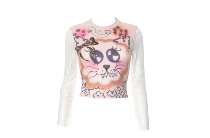 Y2K Brush Paint with Lace Mesh Top