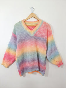Knit Jumpers Loose Fit Style Rainbow