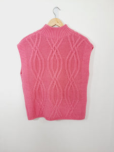 Knit Vest Jumpers Oversized Style Pink