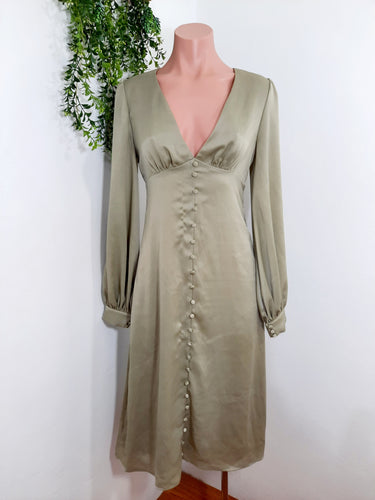 Long Sleeves Formal Midi Dress Green