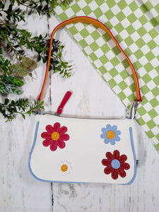 Flower Pattern Shoulder Bags White