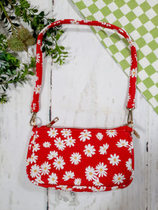 Daisy Floral Print Shoulder Bag Red