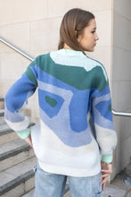 Load image into Gallery viewer, Graphic Pattern Knit Jumper Green Blue