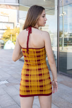 Load image into Gallery viewer, Halter Striped Mini Knit Dress Red &amp; Yellow
