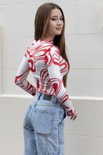 Load image into Gallery viewer, Swirl Print Long Sleeve Crop Top Red
