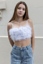 Load image into Gallery viewer, Fluffy Feather Crop Top White