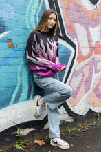 Load image into Gallery viewer, Flame Print Sweater Jumper Purple
