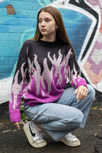 Load image into Gallery viewer, Flame Print Sweater Jumper Purple