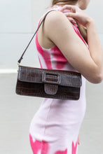 Load image into Gallery viewer, Faux Croc Buckle Shoulder Bag Brown