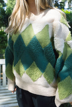 Load image into Gallery viewer, Rhombus Pattern Loose Fit Jumper Green