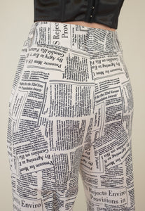Newspaper Print Leg Pants