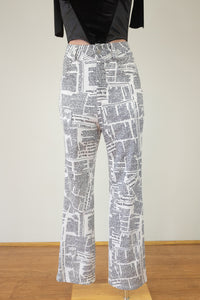 Newspaper Print Leg Pants