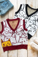 Load image into Gallery viewer, Cute Kitten Print Knit Vest Red