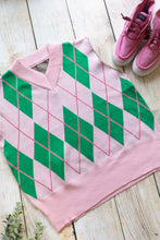 Load image into Gallery viewer, Argyle Print Knit Vest Pink