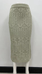 Winter Thick Knit Bodycon Skirt Green